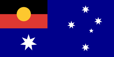 Current Australian Flag with Aboriginal Flag in corner