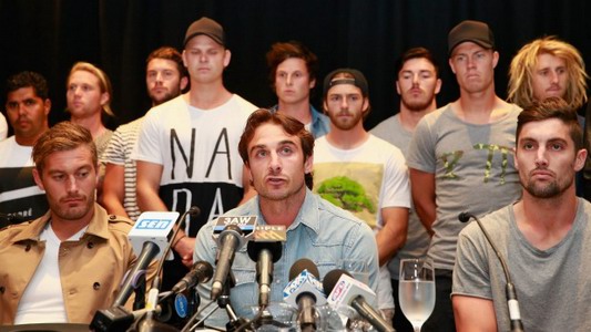 Essendon players front the media