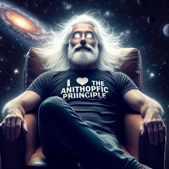 God wearing his anthropic principle t shirt